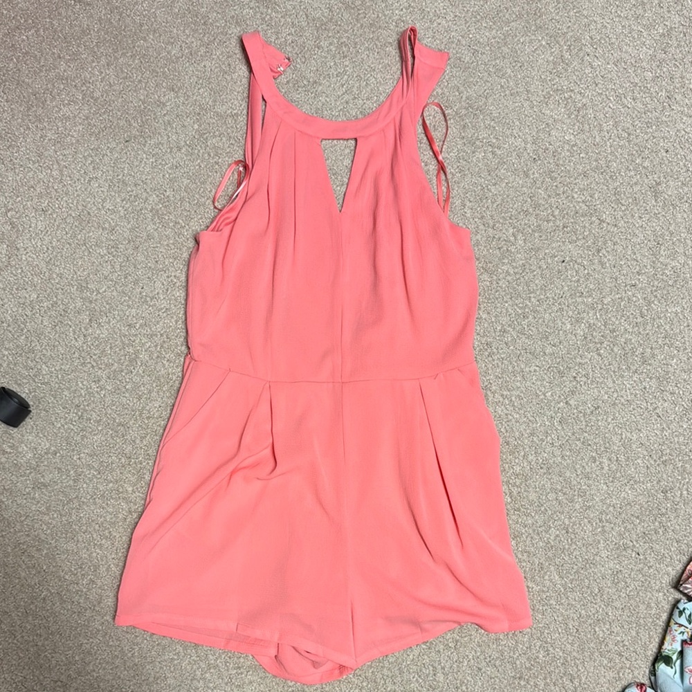 Pink Halter Neck Romper with Flowing Shorts